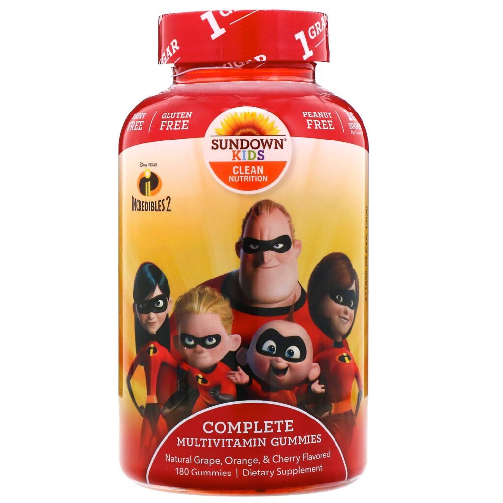 Sundown Naturals Kids, Complete Multivitamin Gummies, Incredibles 2, Natural Grape, Orange & Cherry Flavored, 180 Gummies - Imagem 2