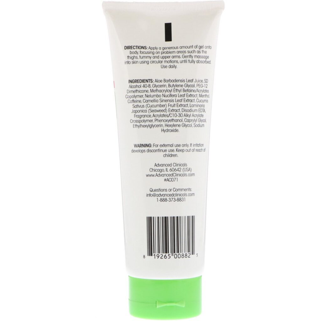 Advanced Clinicals, Gel de Contorno para Celulites, 8 fl oz (237 ml) - Imagem 2