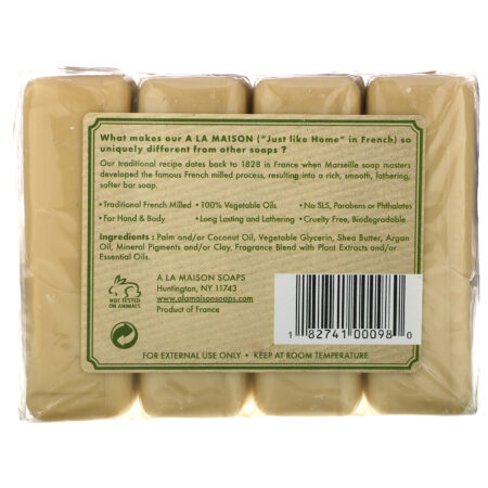 A La Maison de Provence, Sabão em Barra para Mãos e Corpo, Menta Alecrim, 4 Barras, 3,5 oz (100 g) Cada - Image 3