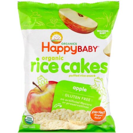 Happy Family Organics, Bolos de Arroz Orgânicos, Lanche de Arroz Tufado, Maçã, 40 g (1,4 oz)