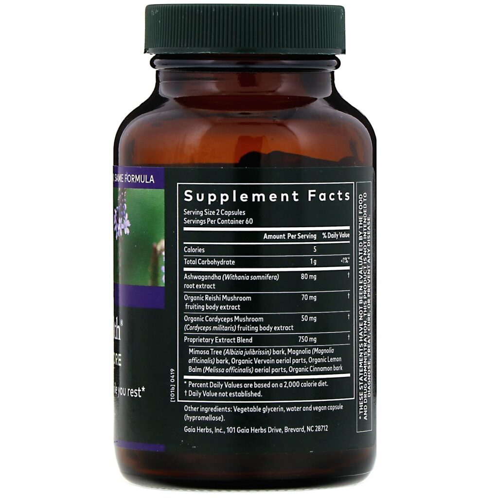 Gaia Herbs, Adrenal Health, Nightly Restore, 120 Fitocápsulas Líquidas Veganas - Imagem 2