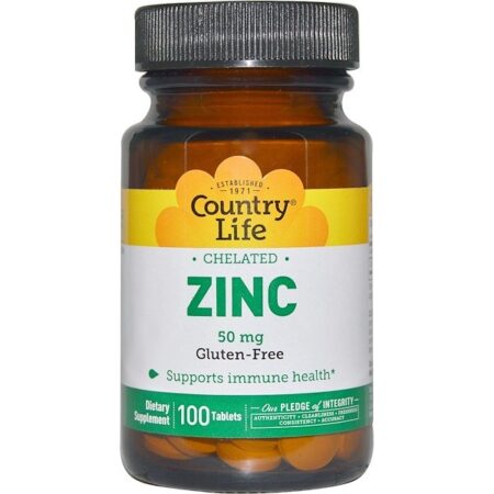 Country Life, Zinco, Quelatado, 50 mg, 100 Comprimidos