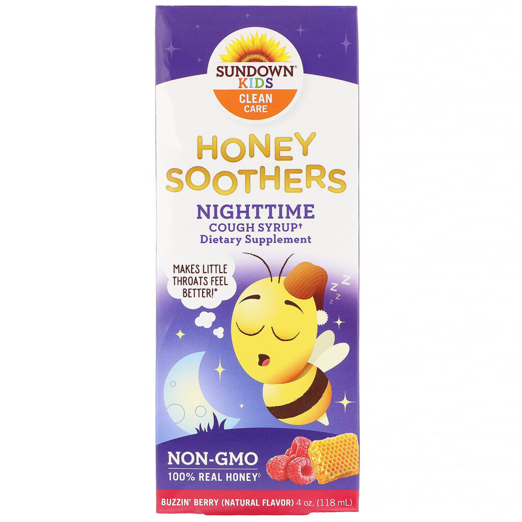 Sundown Naturals Kids, Honey Soothers, Xarope Noturno para Tosse, Frutas Vermelhas, 118 ml (4 oz) - Imagem 2