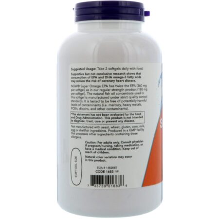 Now Foods, Super Omega EPA, Destilado Molecularmente, 240 Cápsulas Softgel - Imagem 3