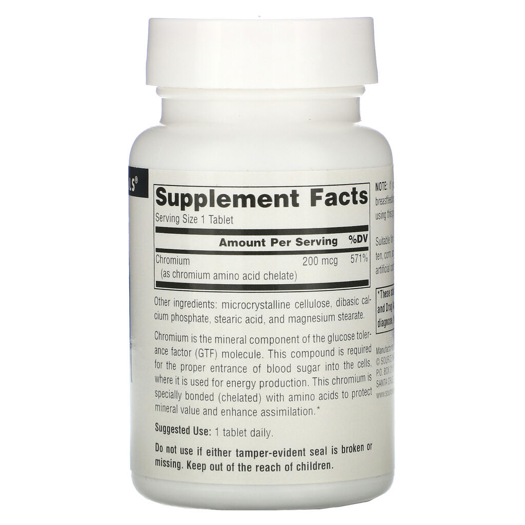 Source Naturals, Cromo, 200 mcg, 250 tabletes - Imagem 2