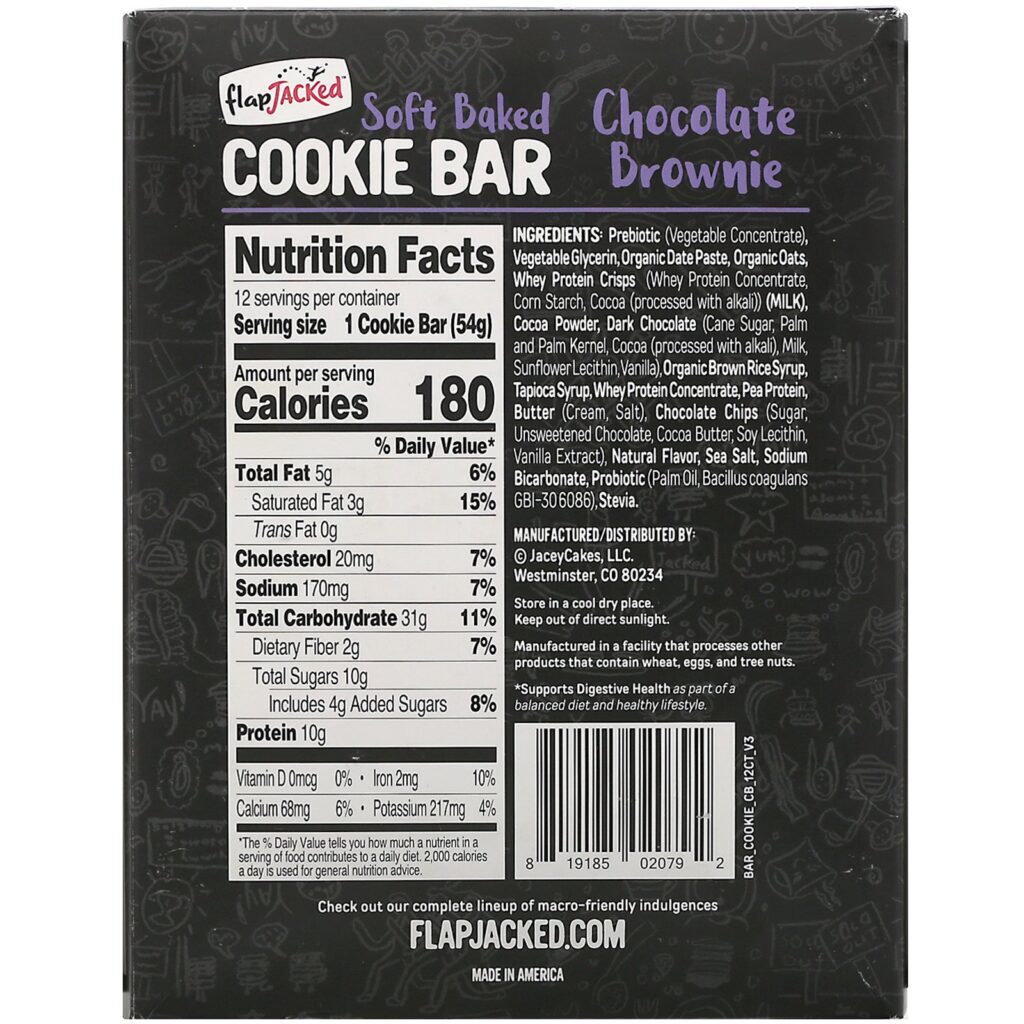 FlapJacked, Biscoitos levemente assados, Brownie de Chocolate, 12 Barras, 1,90 oz (54 g) cada - Imagem 3