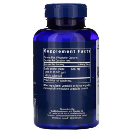 Life Extension, Optimized Garlic, Standardized Garlic Capsules, 200 Vegetarian Capsules - Imagem 2