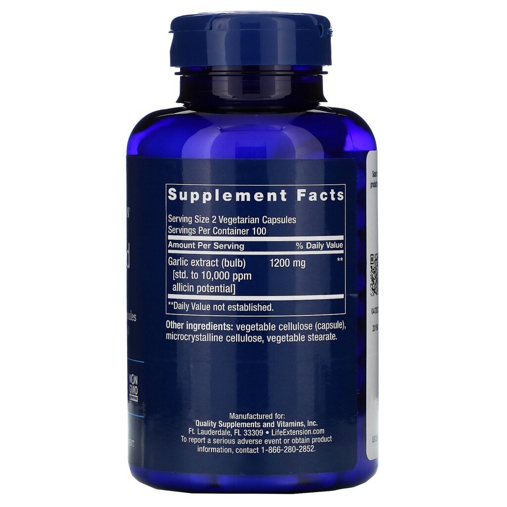 Life Extension, Optimized Garlic, Standardized Garlic Capsules, 200 Vegetarian Capsules - Imagem 2
