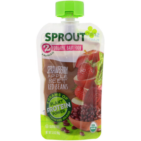 Sprout Organic, Comida para Bebê, Fase 2, Morango, Maça, Beterraba, Feijões Vermelhos, 3,5 oz (99 g)