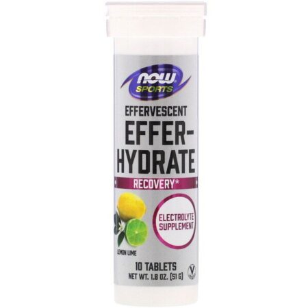 Now Foods, Sports, Effer-Hydrate, Lemon Lime, 10 Tablets, 1.8 oz (51 g)