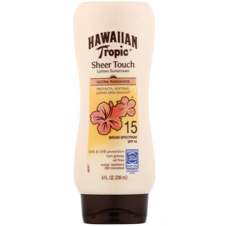 Hawaiian Tropic, Sheer Touch, loção de proteção solar, ultra radiância, FPS 15, 236 ml