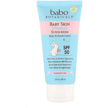 Babo Botanicals, Pele de Bebê, Loção Mineral de Proteção Solar, FPS 50, 3 fl oz (89 ml)