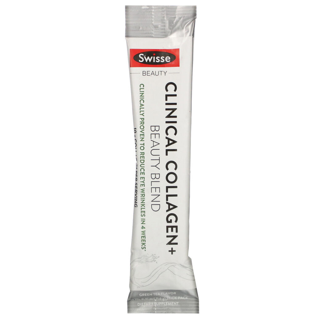 Swisse, Clinical Collagen+ Beauty Blend, Green Tea Flavor, 30 Stick Packs, 0.41 oz (11.6 g) Each - Imagem 3