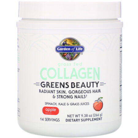 Garden of Life, Colágeno de Gado Criado no Pasto, Greens Beauty, Maçã, 266 g (9,38 oz)