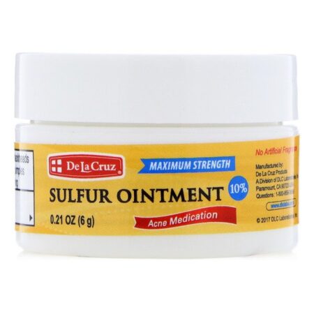 De La Cruz, Pomada de Enxofre, Medicamento para Acne, Potência Máxima, 0,21 oz (6 g)