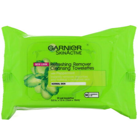 Garnier, SkinActive, Toalhetes de limpeza remoção refrescante, 25 toalhetes úmidos