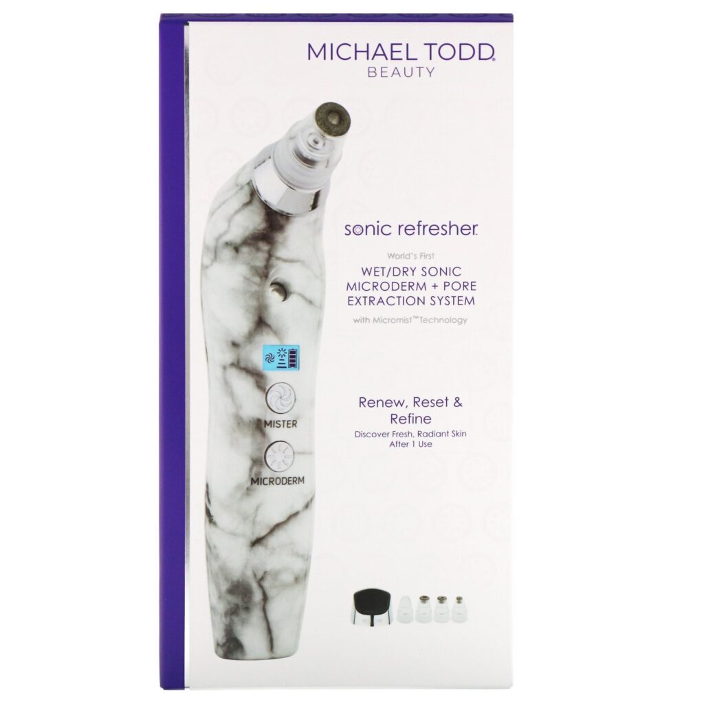 Michael Todd Beauty, Sonic Refresher, Sistema de Sonic Microderm Molhado/Seco + Extração de Poros, Mármore Branco, Kit com 6 Unidades - Imagem 3