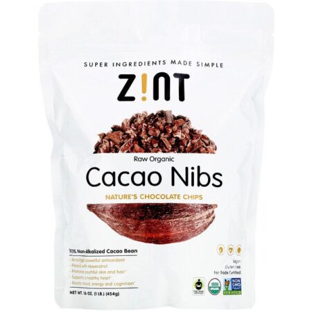 Zint, Nibs de Cacau Cru e Orgânico, 16 oz (454 g)