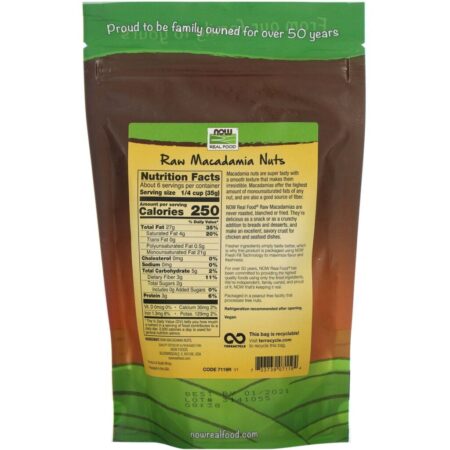 Now Foods, Real Food, Raw Macadamia Nuts, Unsalted, 8 oz (227 g) - Imagem 2