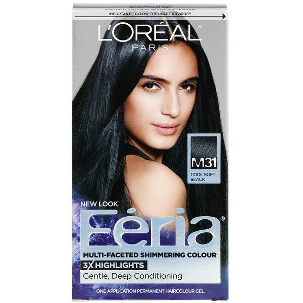L'Oreal, Féria, cor brilhante multifacetada, Cool Soft Black M31, 1 aplicação