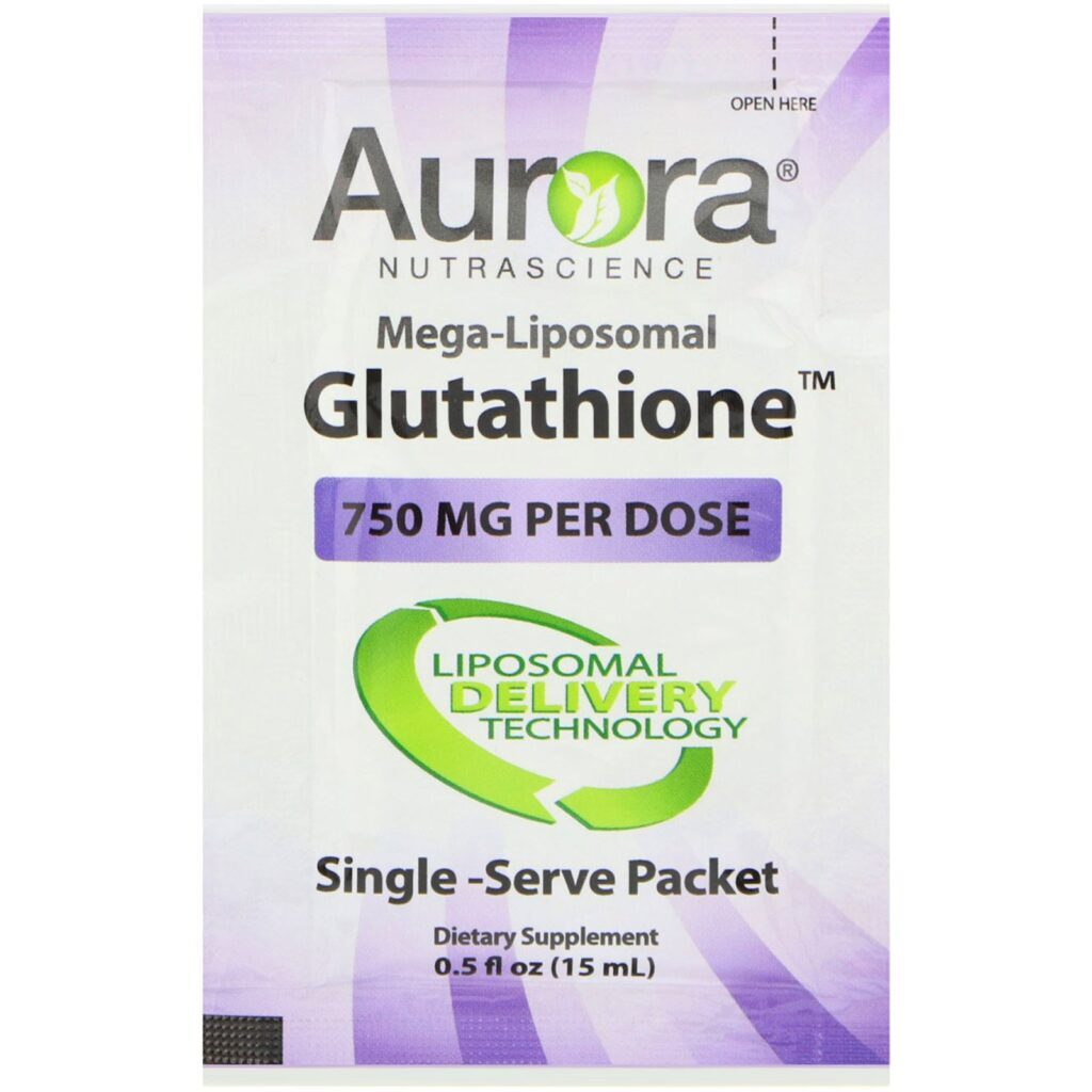 Aurora Nutrascience, Glutationa Megalipossomal, 750 mg, 32 Sachês de Dose Única, 0,5 fl oz (15 ml) Cada - Imagem 3
