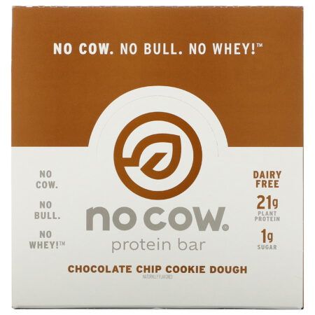 No Cow, Protein Bar, Chocolate Chip Cookie Dough, 12 Bars, 2.12 oz (60 g) Each - Image 2