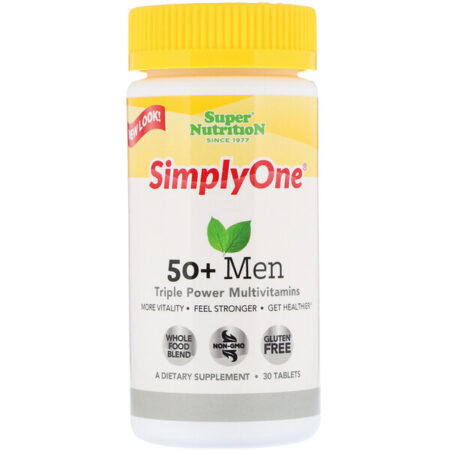 Super Nutrition, SimplyOne, Homens de 50+, Multivitamínico de Potência Tripla, 30 Comprimidos