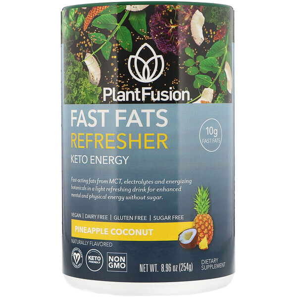 PlantFusion, Fast Fats, Refrescante, Energético Cetogênico, Abacaxi e Coco, 8,96 oz (254 g)