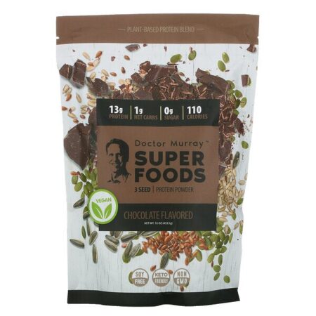 Dr. Murray's, Super Foods, 3 Seed Protein Powder, Chocolate, 16 oz (453.5 g)