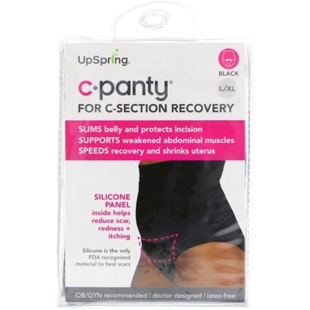 UpSpring, C-Panty, Recuperação para a Cesareana, Preto, Tamanho G/XG