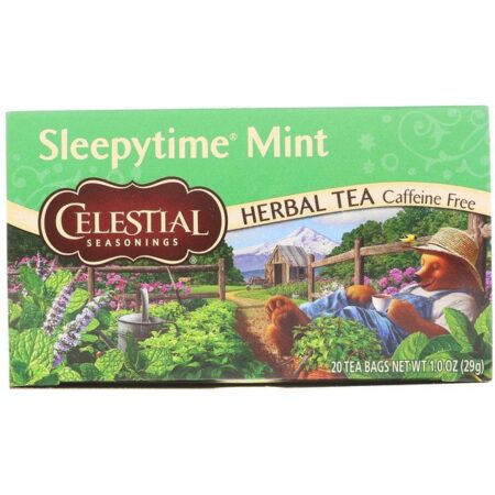 Celestial Seasonings, Chá Herbáceo, Menta Para Dormir, Sem Cafeína, 20 Saquinhos de Chá, 1,0 oz (29 g)