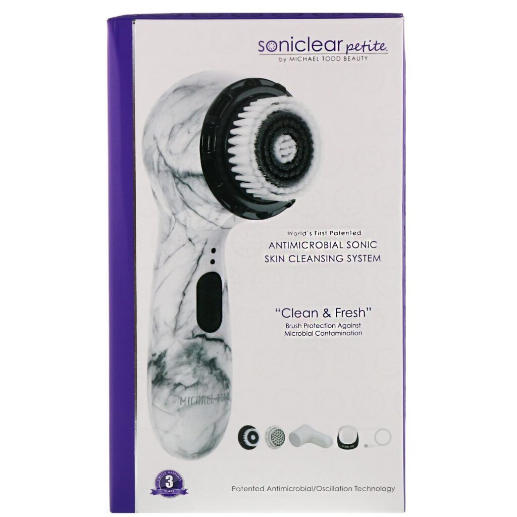 Michael Todd Beauty, Soniclear Petite, Sistema Sônico Antimicrobiano de Limpeza da Pele, Mármore Branco, Kit com 5 Unidades - Imagem 3