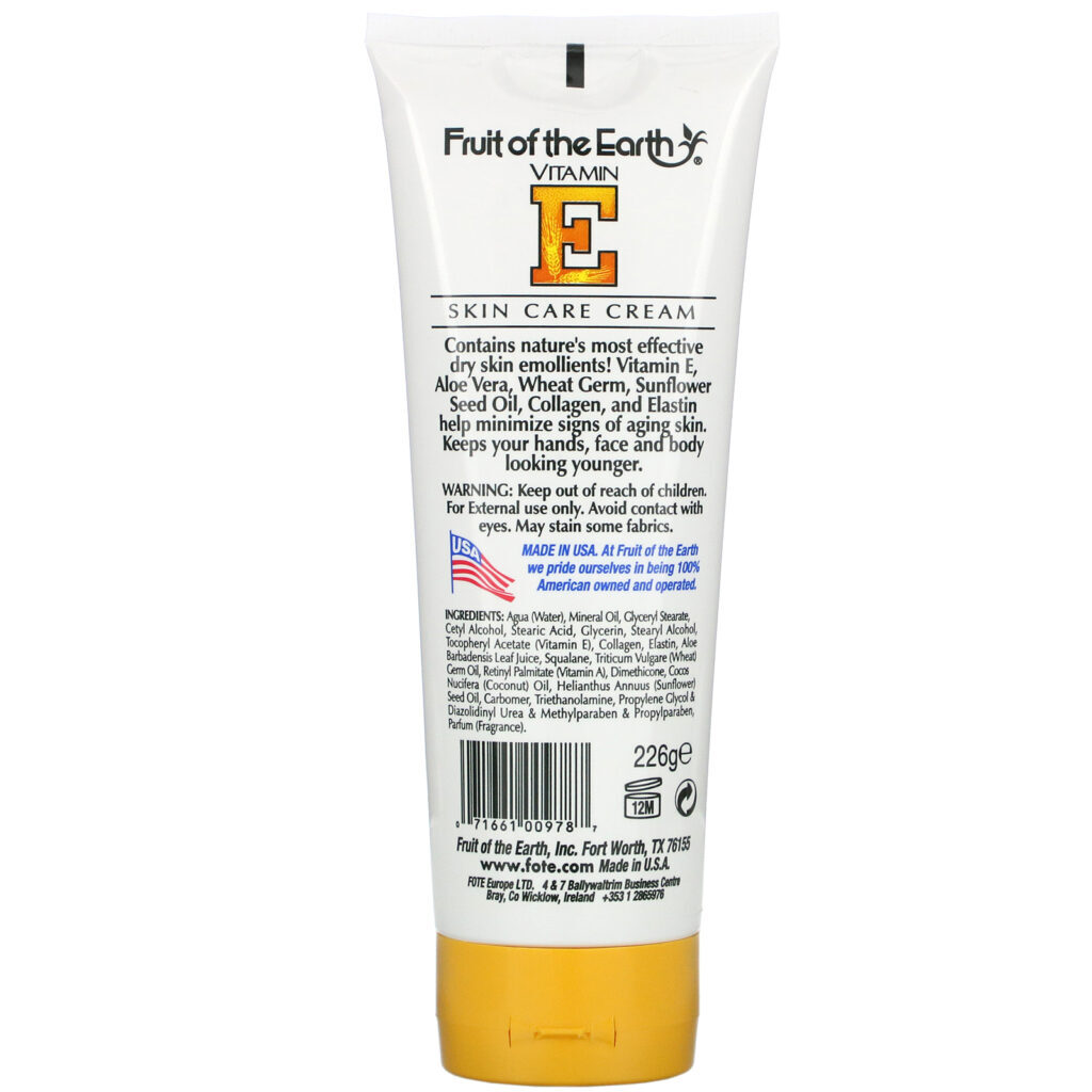 Fruit of the Earth, Vitamin E, Skin Care Cream, 8 oz (226 g) - Imagem 2