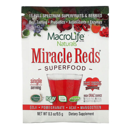 Macrolife Naturals, Miracle Reds, Superfood, Goji- Pomegranate- Acai- Mangosteen, 9.4 g