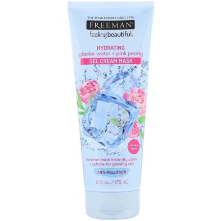 Freeman Beauty, Sentindo-se bonita, Máscara de Creme de Gel Hidratante, Água Glaciar + Peônia Rosa, 6 fl oz (175 ml)