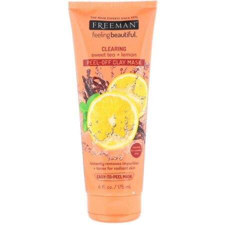 Freeman Beauty, Sentindo-se bonita, Máscara de barro esfoliante limpadora, chá doce + limão, 6 fl oz (175 ml)