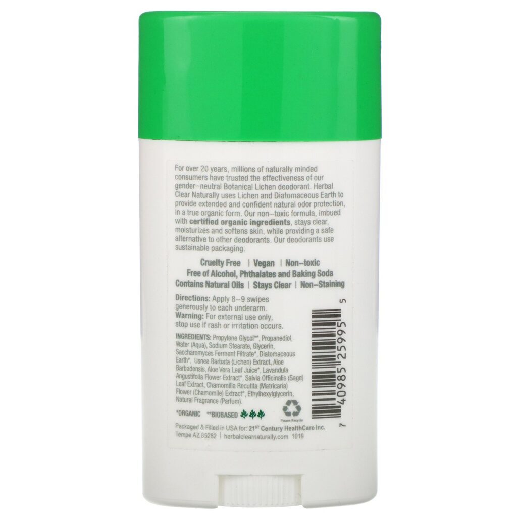 21st Century, Herbal Clear Naturally, Natural Deodorant, Aloe Fresh, 2.65 oz (75 g) - Imagem 2