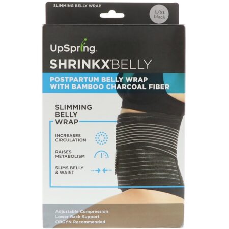 UpSpring, Shrinkx Belly, Cinta Pós-Parto com Fibra de Carvão de Bambu, Tamanho L/XL, Preta