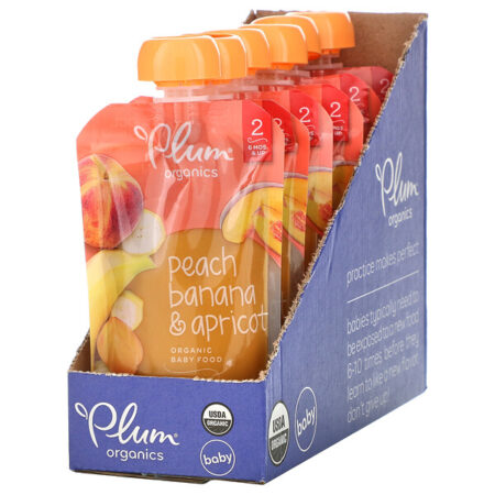 Plum Organics, Organic Baby Food, Stage 2, Peach, Banana & Apricot, 6 Poches, 4 oz (113 g) Each