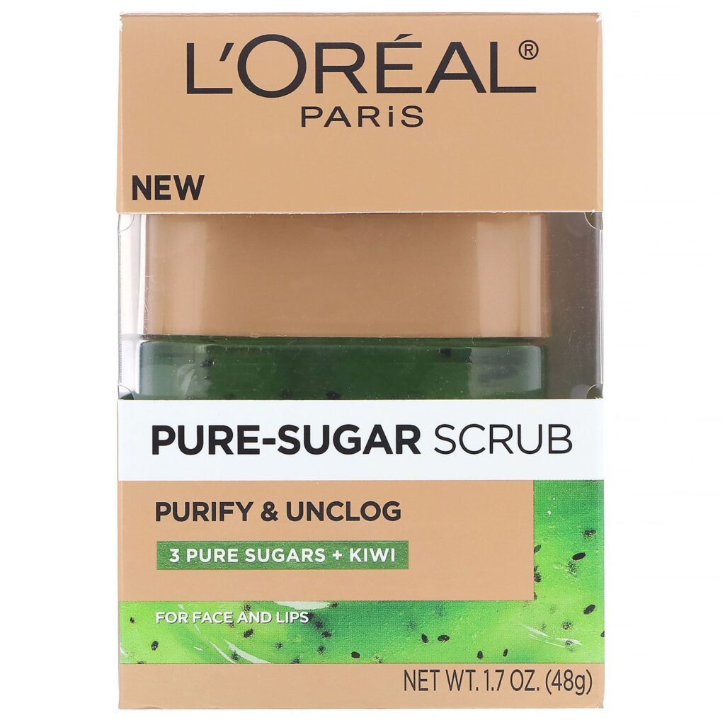 L'Oreal, Pure-Sugar Scrub, Purify & Unclog, 3 açúcares puros + kiwi, 48 g - Imagem 2