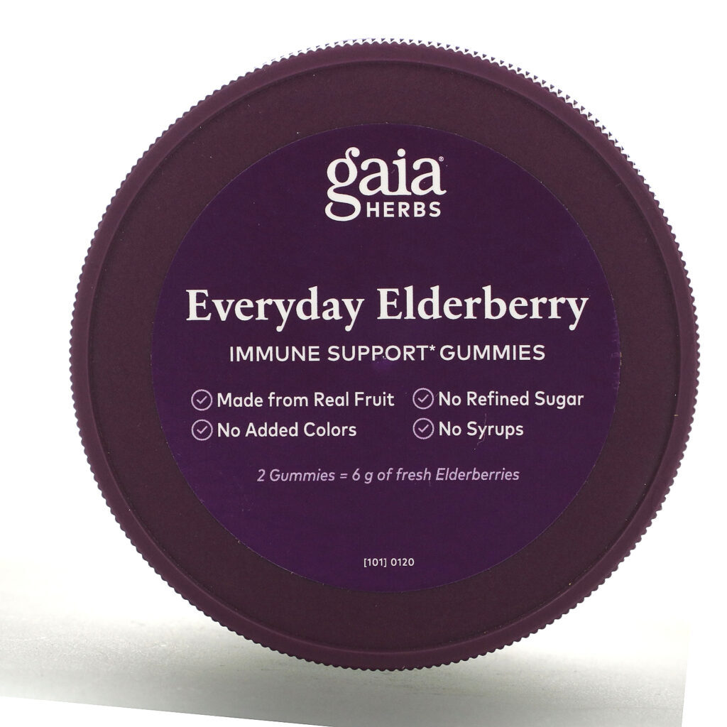 Gaia Herbs, Everyday Elderberry Immune Support Gummies, 80 Vegan Gummies - Imagem 3