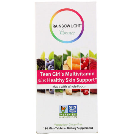 Rainbow Light, Vibrance, Multivitamínico para Adolescentes mais Suporte à Pele Saudável, 180 Minicomprimidos