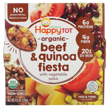 Happy Family Organics, Happy Tot, 12+ Months, Organic Beef & Quinoa Fiesta with Vegetable Salsa, 4.5 oz (128 g)