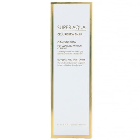 Missha, Super Aqua, Cell Renew Snail, Cleansing Foam, 3.38 fl oz (100 ml) - Image 2