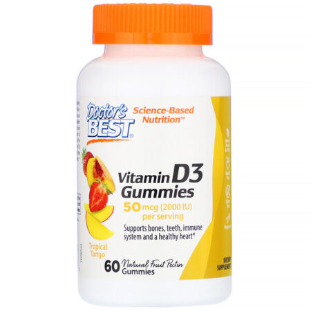 Doctor's Best, Gomas de Vitamina D3, Tropical Tango, 50 mcg, 60 Gomas