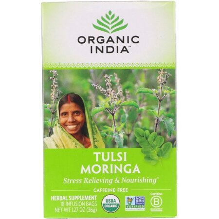 Organic India, Tulsi Tea, Moringa, Caffeine Free, 18 Infusion Bags, 1.27 oz (36 g)