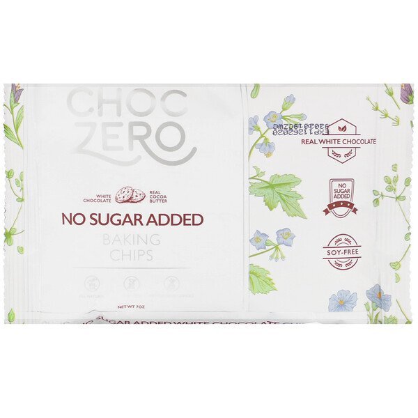 ChocZero, White Chocolate Baking Chips, No Sugar Added, 7 oz