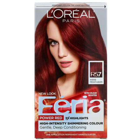 L'Oreal, Féria, Power Red, Intense Medium Auburn R57, 1 Aplicação