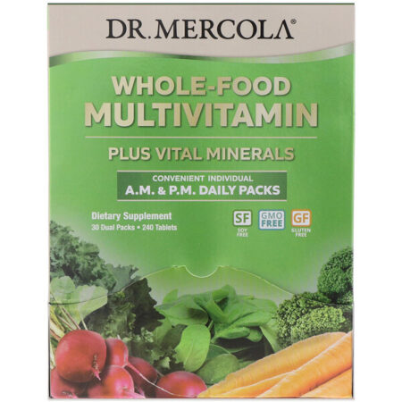 Dr. Mercola, Whole-Food Multivitamin, Manhã e Noite, Embalagens Diárias, 30 Embalagens Duplas