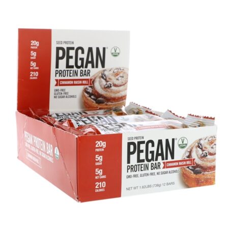 Julian Bakery, PEGAN Protein Bar, Seed Protein, Cinnamon Raisin Roll, 12 Bars, 2.16 oz (61.5 g) Each